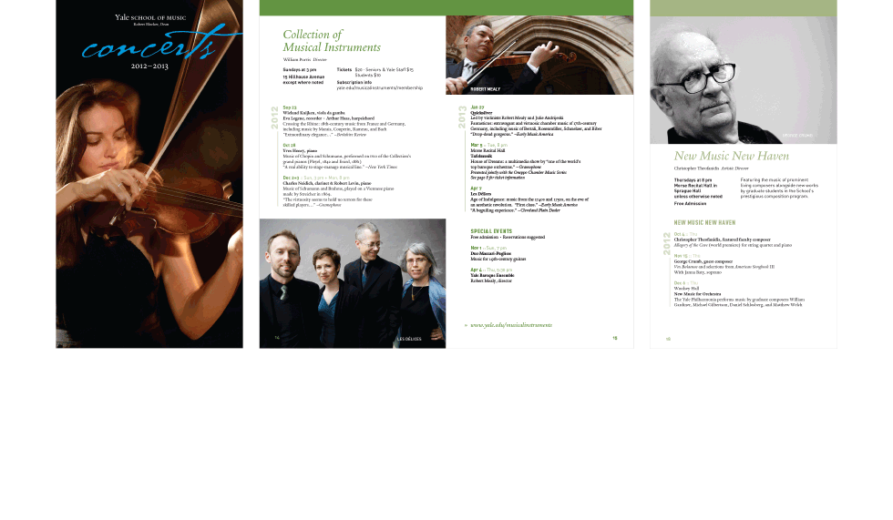 Yale School of Music season brochure